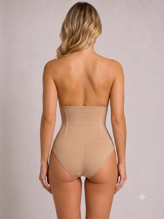 Calcinha Modeladora Segunda Pele com Barbatanas e Tecido Duplo c/ colchetes