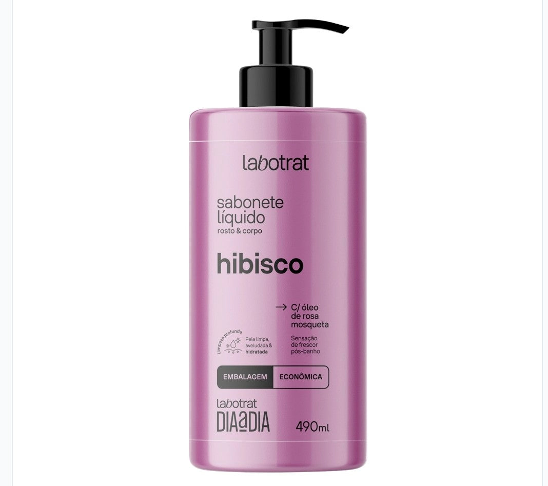Sabonete Líquido Hibisco Rosto Corpo Hidrata Labotrat 490ml > Sabonete Líquido Hibisco Rosto Corpo Hidrata Labotrat 490ml